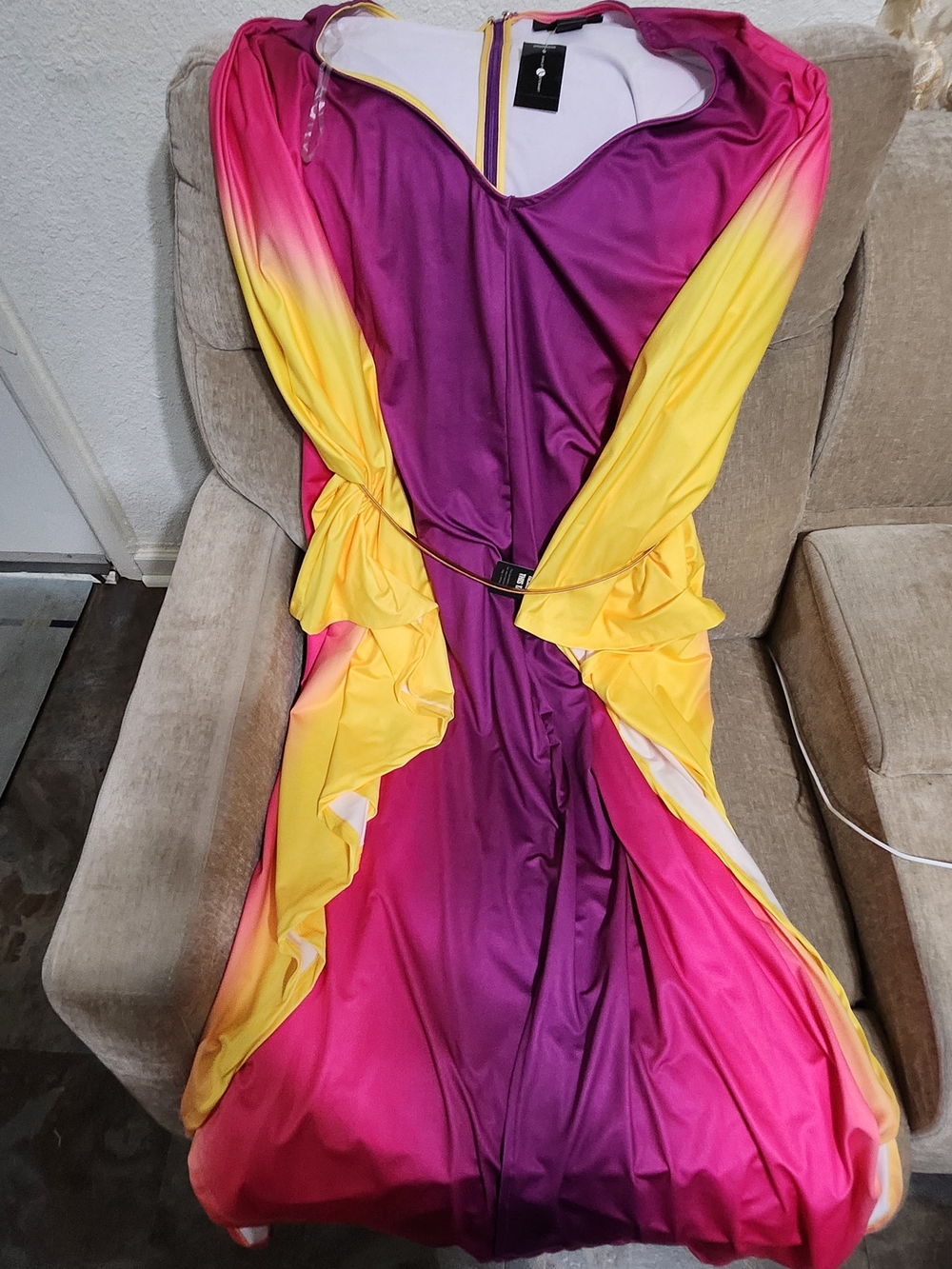 Women’s Ombre Fitted Maxi Dress in Purple, Pink & Yellow
